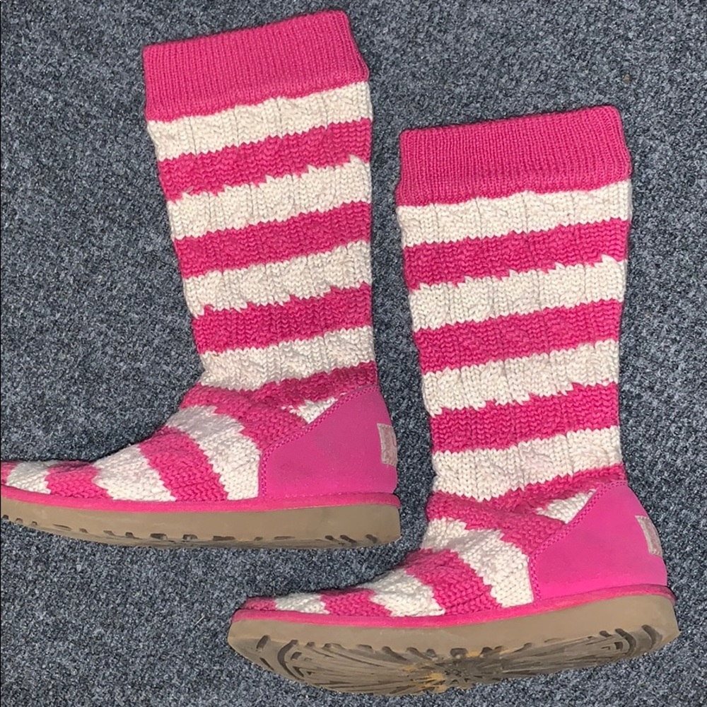 Pink and cream striped Uggs